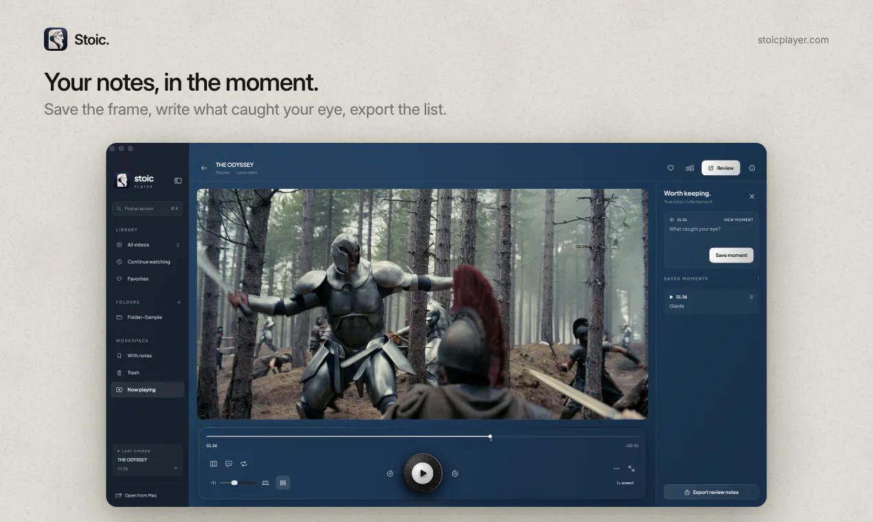 Stoic — HDR video player for Mac gallery image