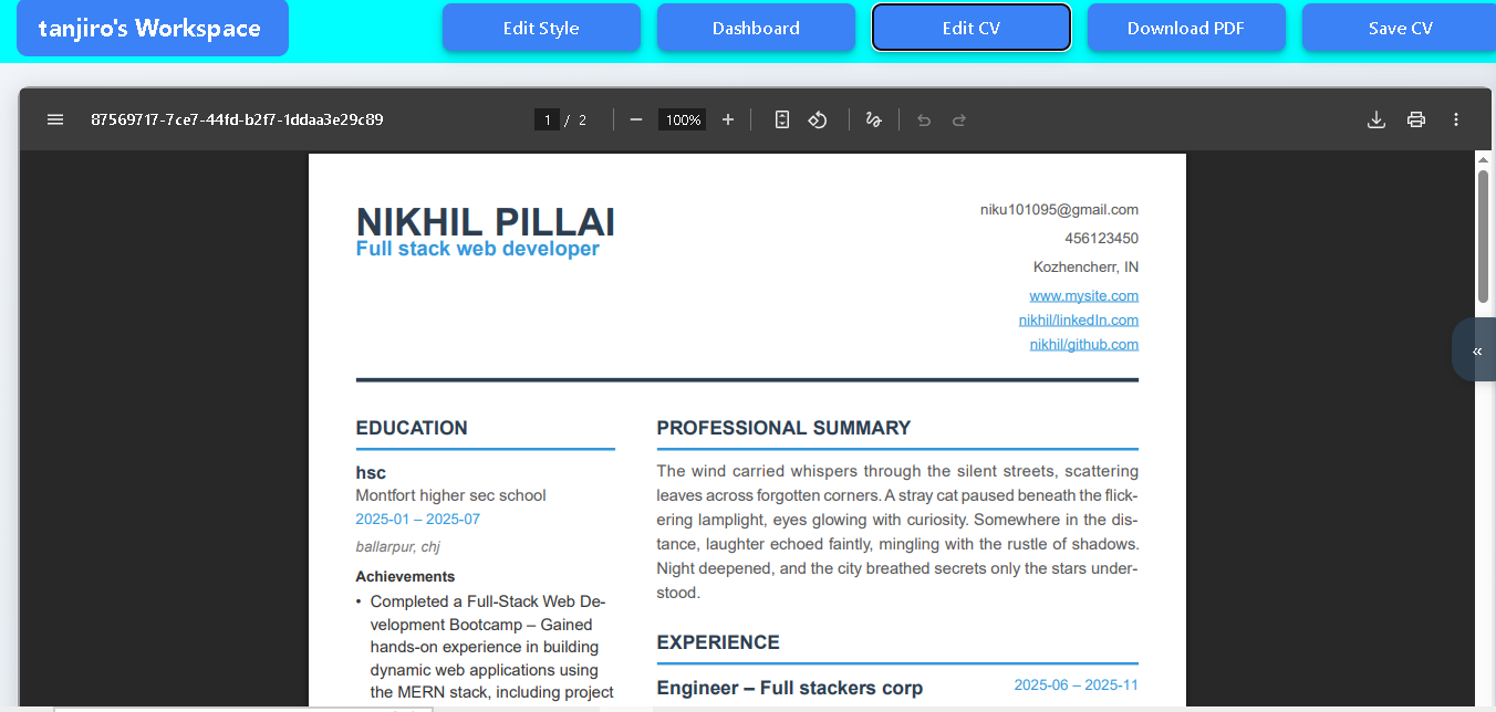ResumeBaker - Screenshot 2 showing product features and functionality