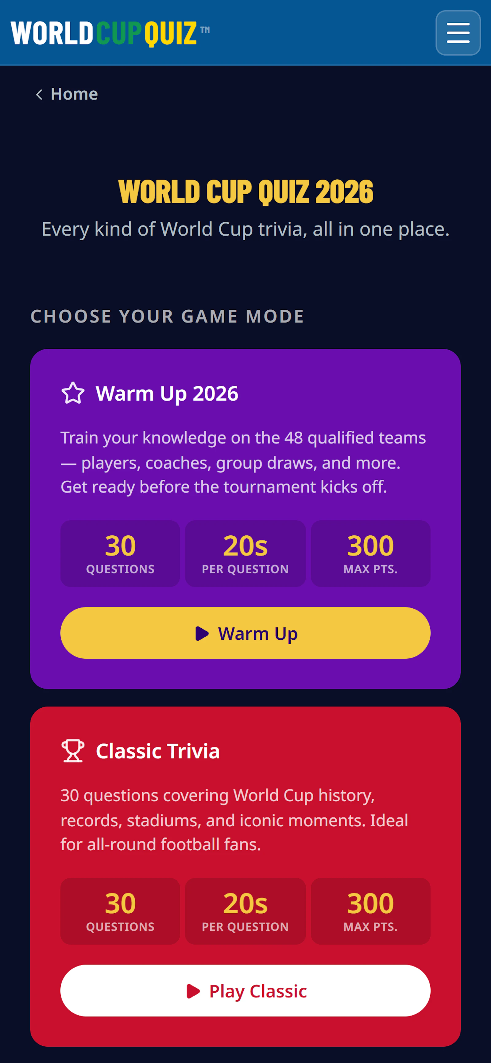WorldCupQuiz screenshot 2