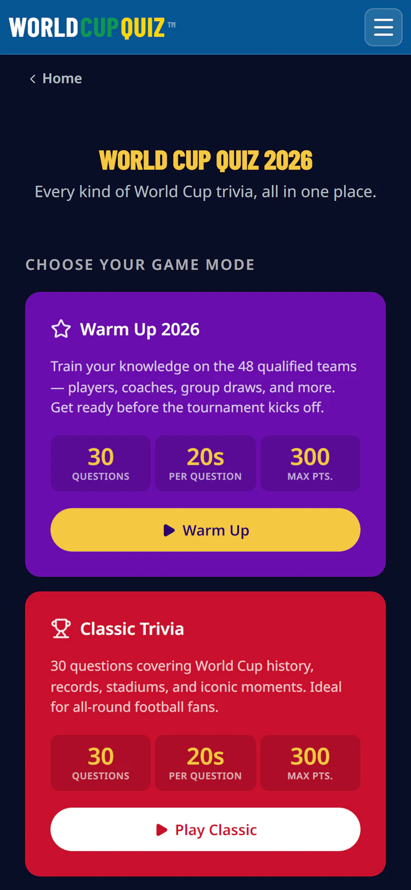 WorldCupQuiz screenshot 2