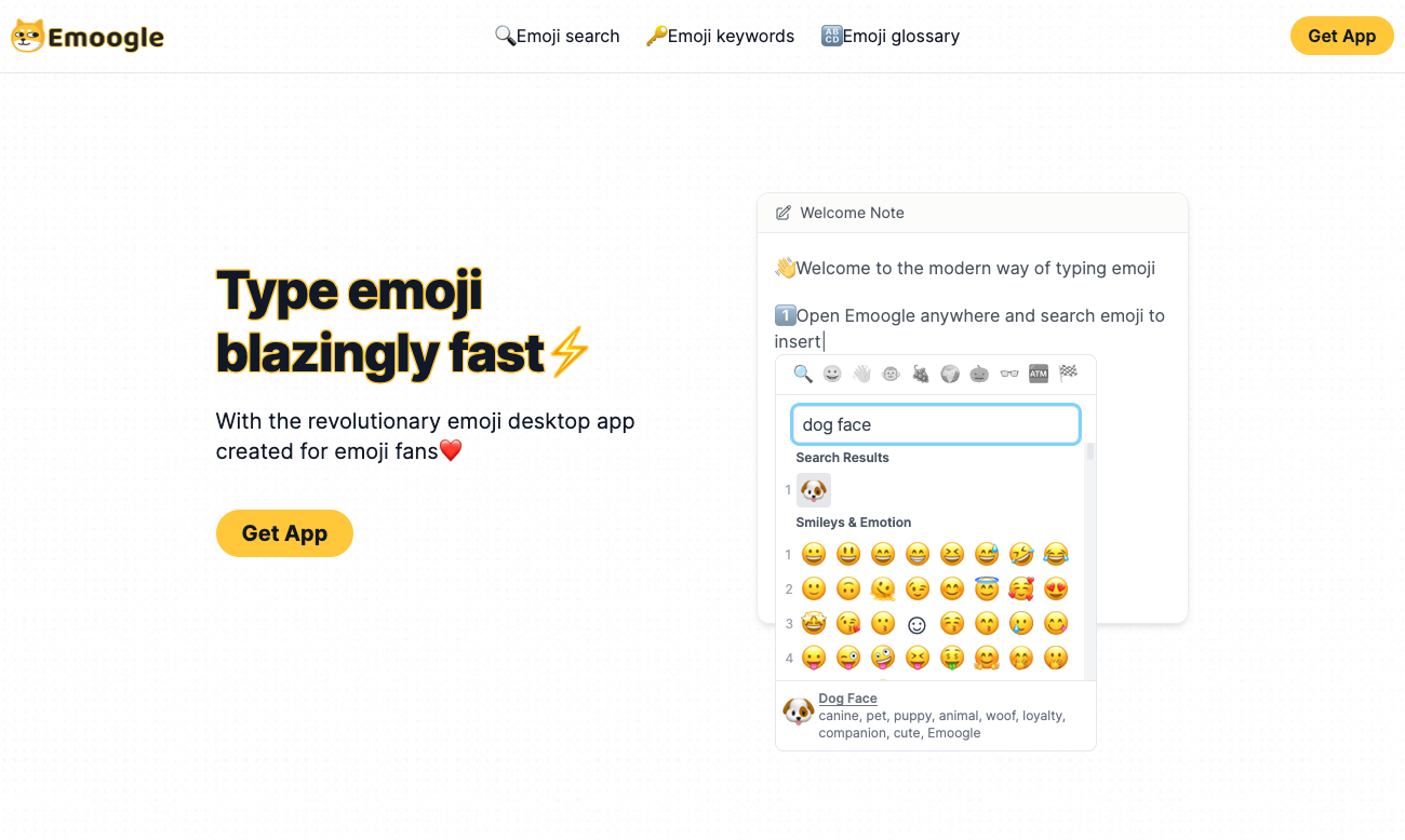 startuptile Emoogle-Quickly find and use any emoji on your desktop