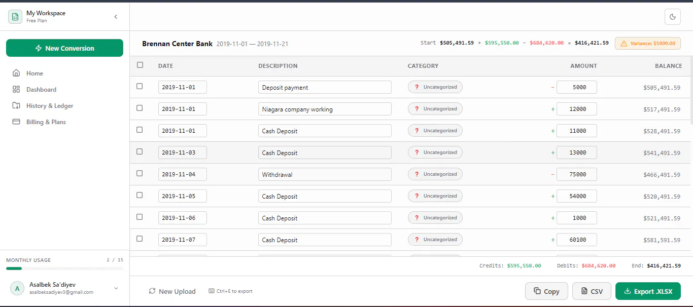 Bank2Excel-ai.com - Bank PDF to Excel gallery image