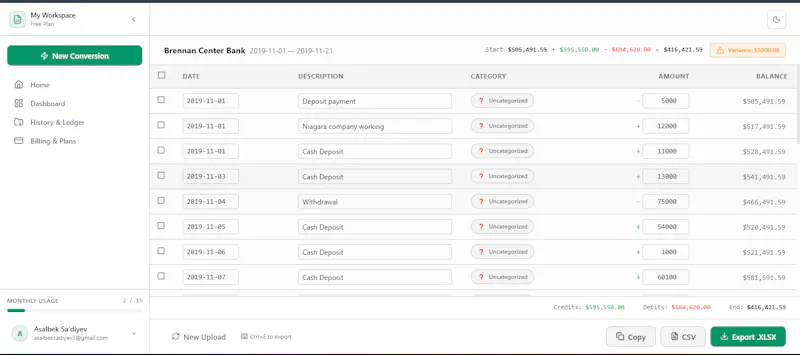 Bank2Excel-ai.com - Bank PDF to Excel screenshot 4