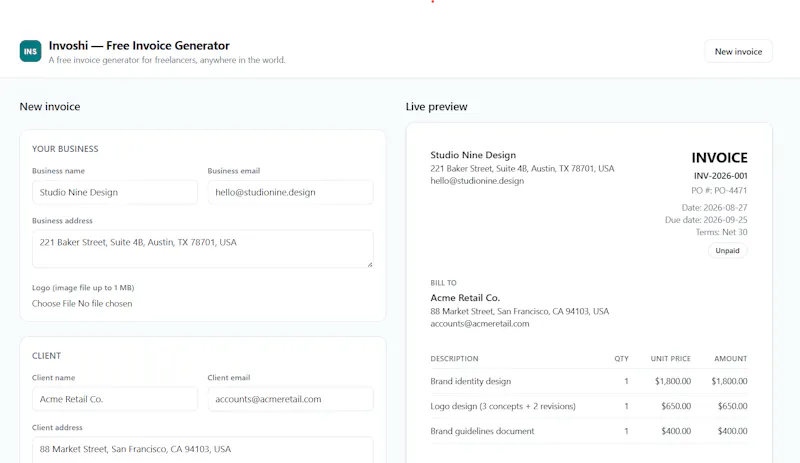 Invoshi screenshot 2