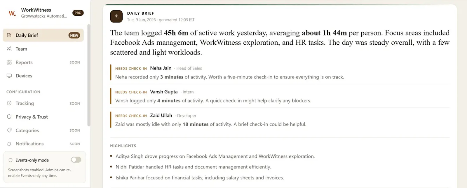 WorkWitness screenshot 2