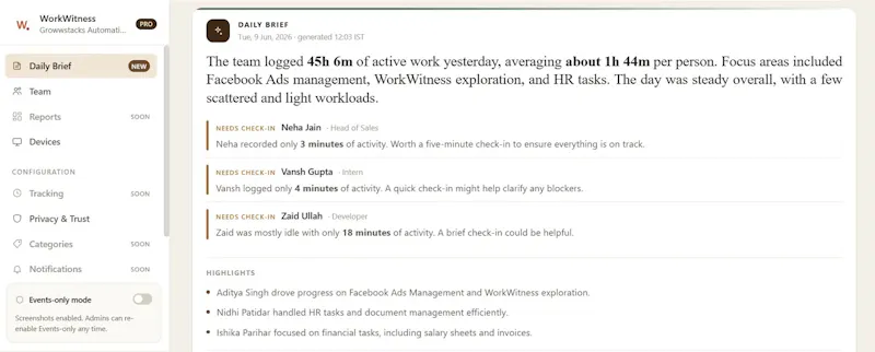 WorkWitness screenshot 2