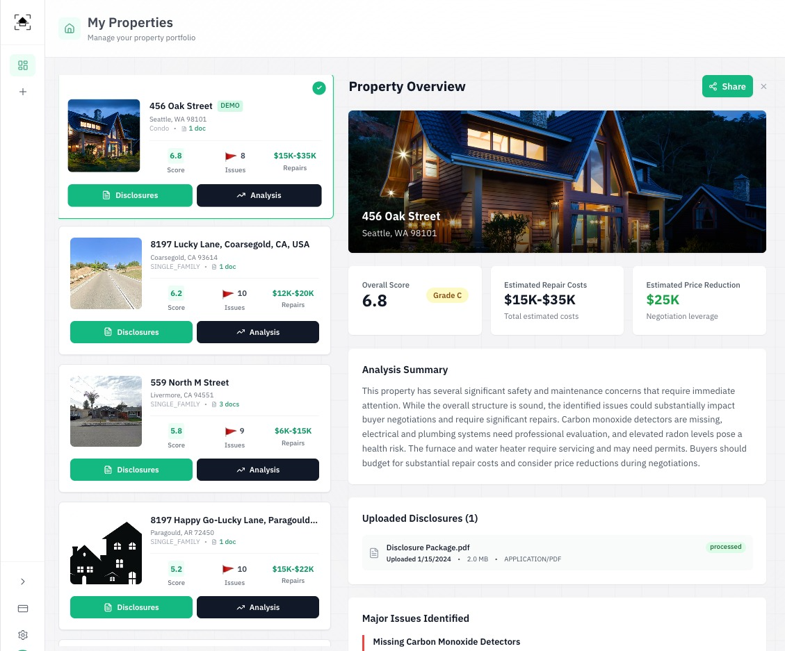 Truehouse AI: analyze home disclosures - Screenshot 2 showing product features and functionality