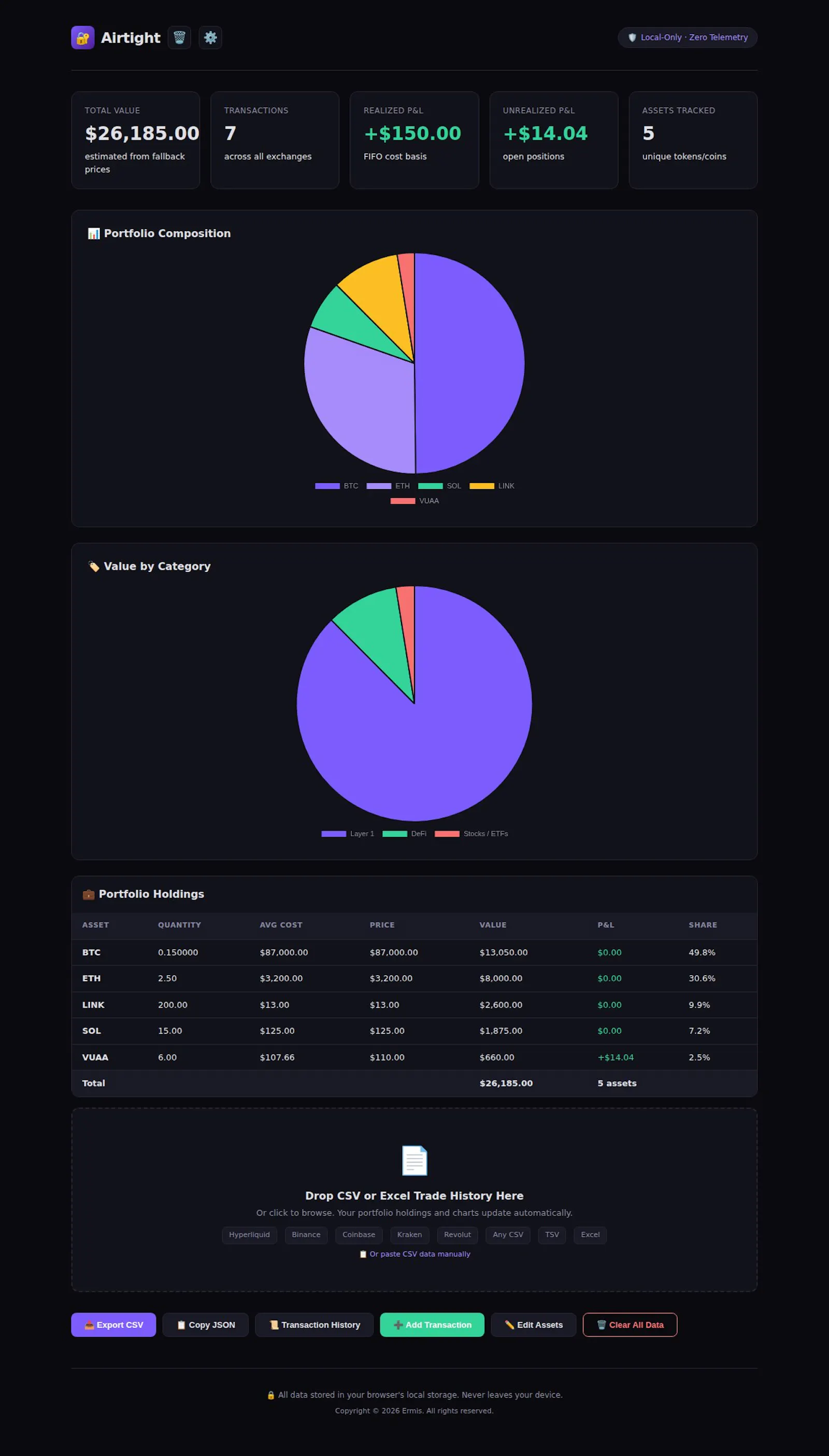 Buy Airtight — Private Portfolio Tracker screenshot 1