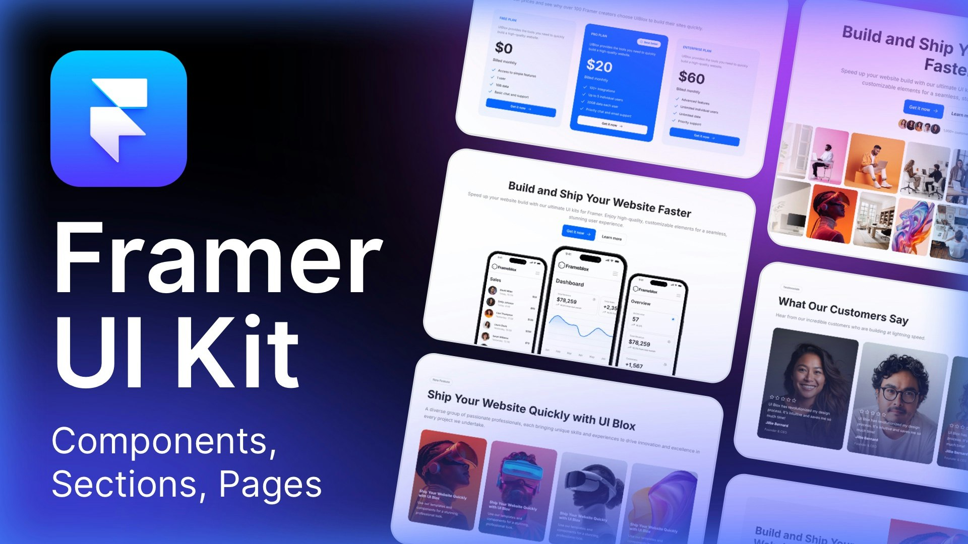 FrameBlox UI Kit для Framer - Ultimate Framer UI Kit и предварительно построенные шаблоны медиа 2
