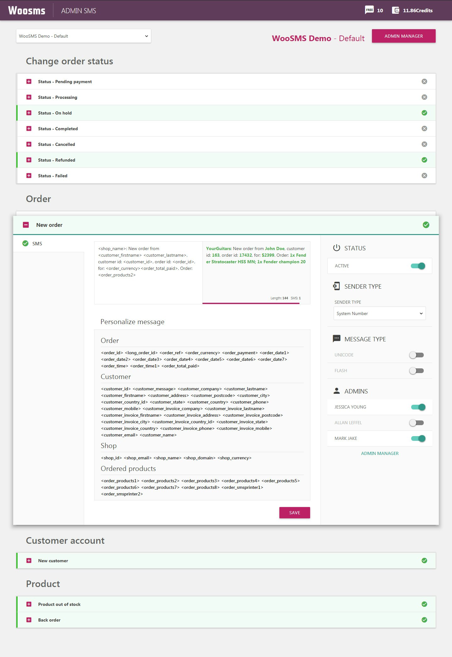 WooSMS - SMS plugin for WooCommerce gallery image