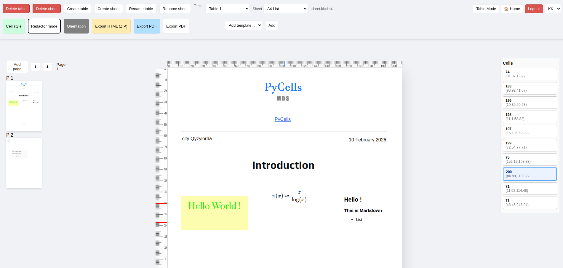PyCells Tables & A4 PDF creator gallery image
