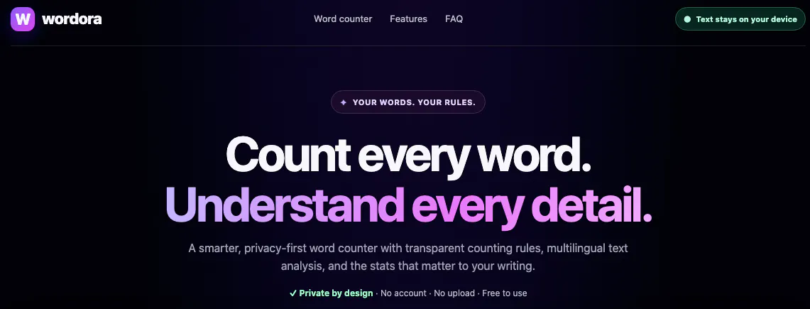 WORDORA - private word counter gallery image