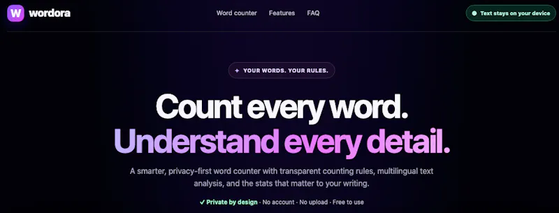 WORDORA - private word counter screenshot 1