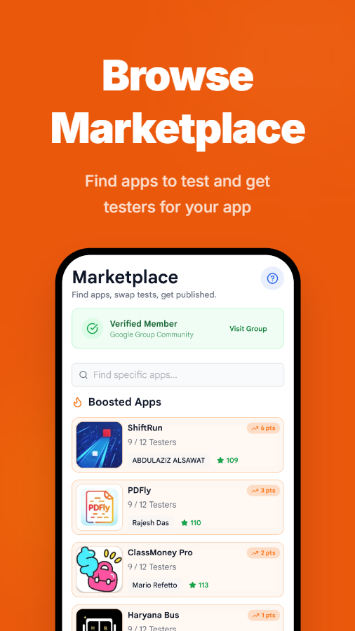 TheClosedTest - Get 12 Testers Free - Screenshot 2 showing product features and functionality
