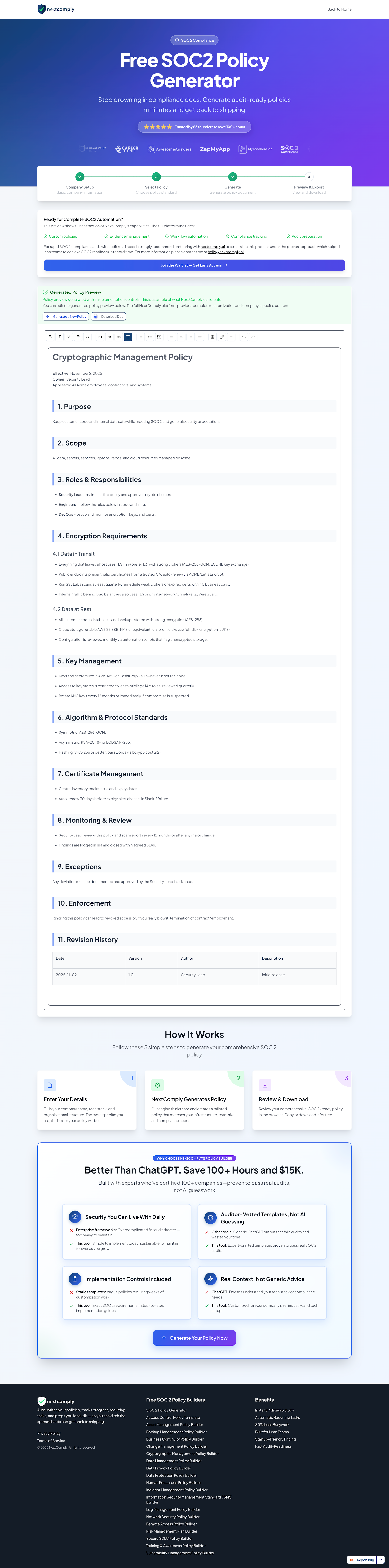 Free SOC 2 Policy Builder - Screenshot 2 preview