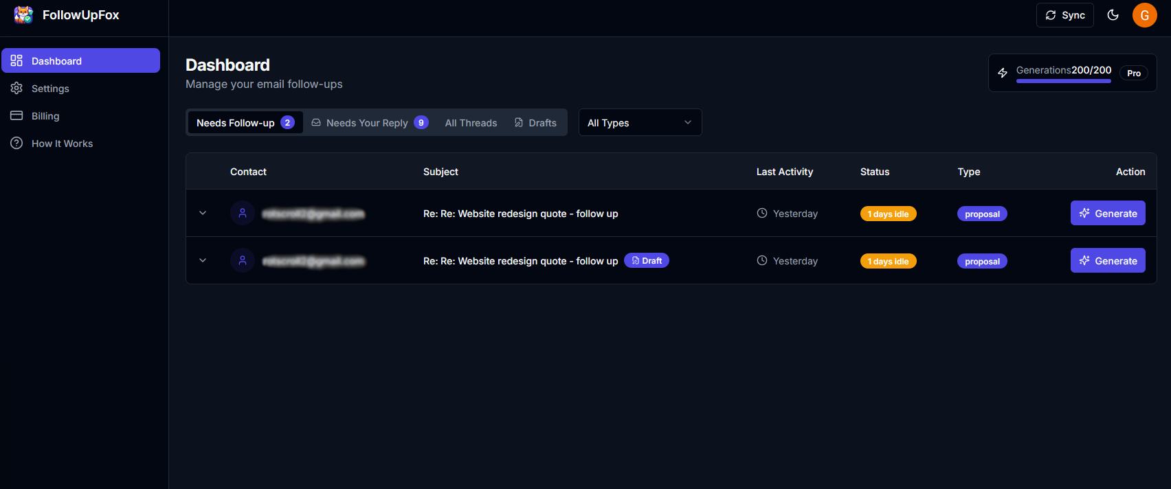 FollowUpFox - Screenshot 2 showing product features and functionality