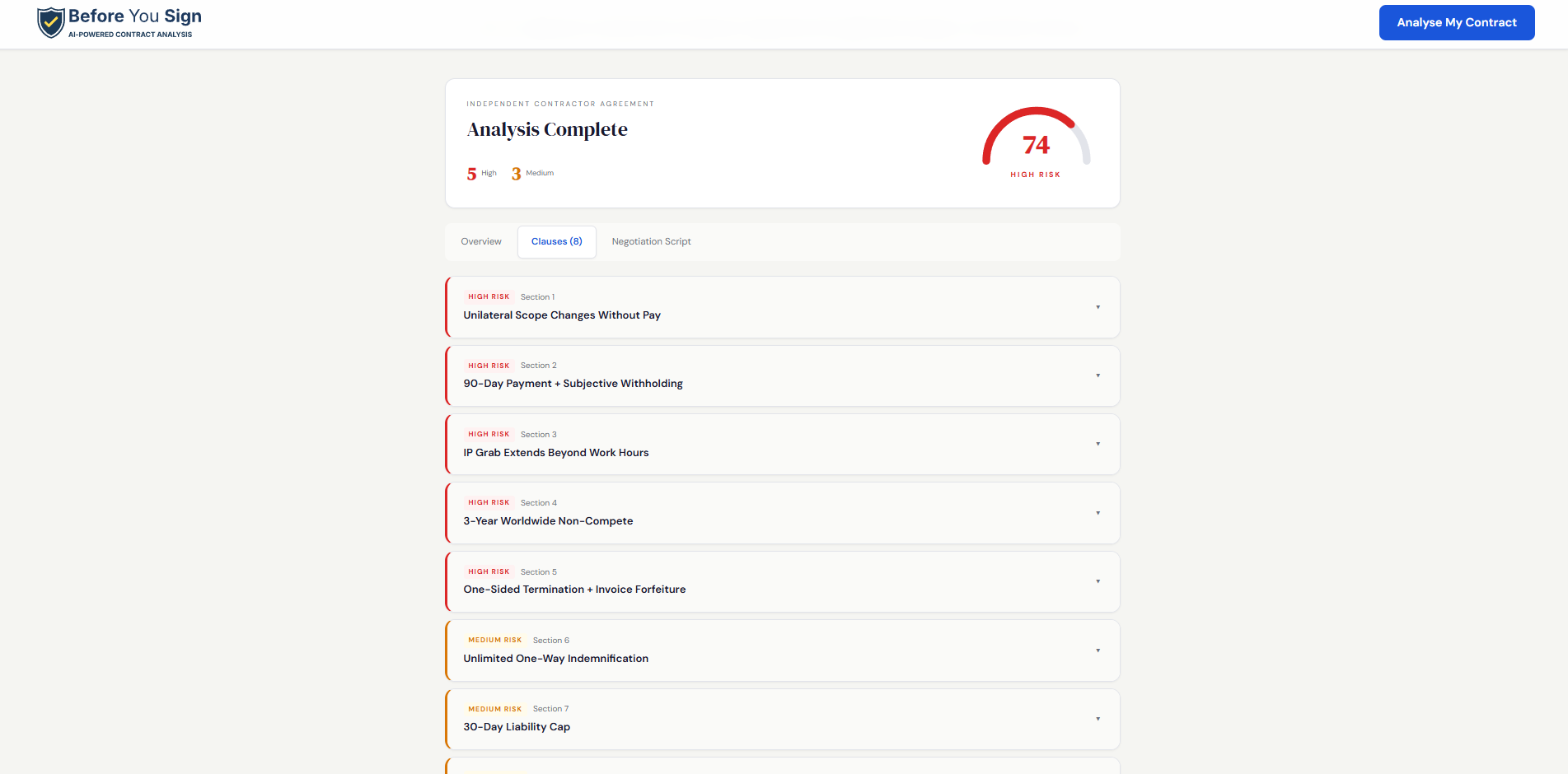 BeforeYouSign - Screenshot 2 showing product features and functionality