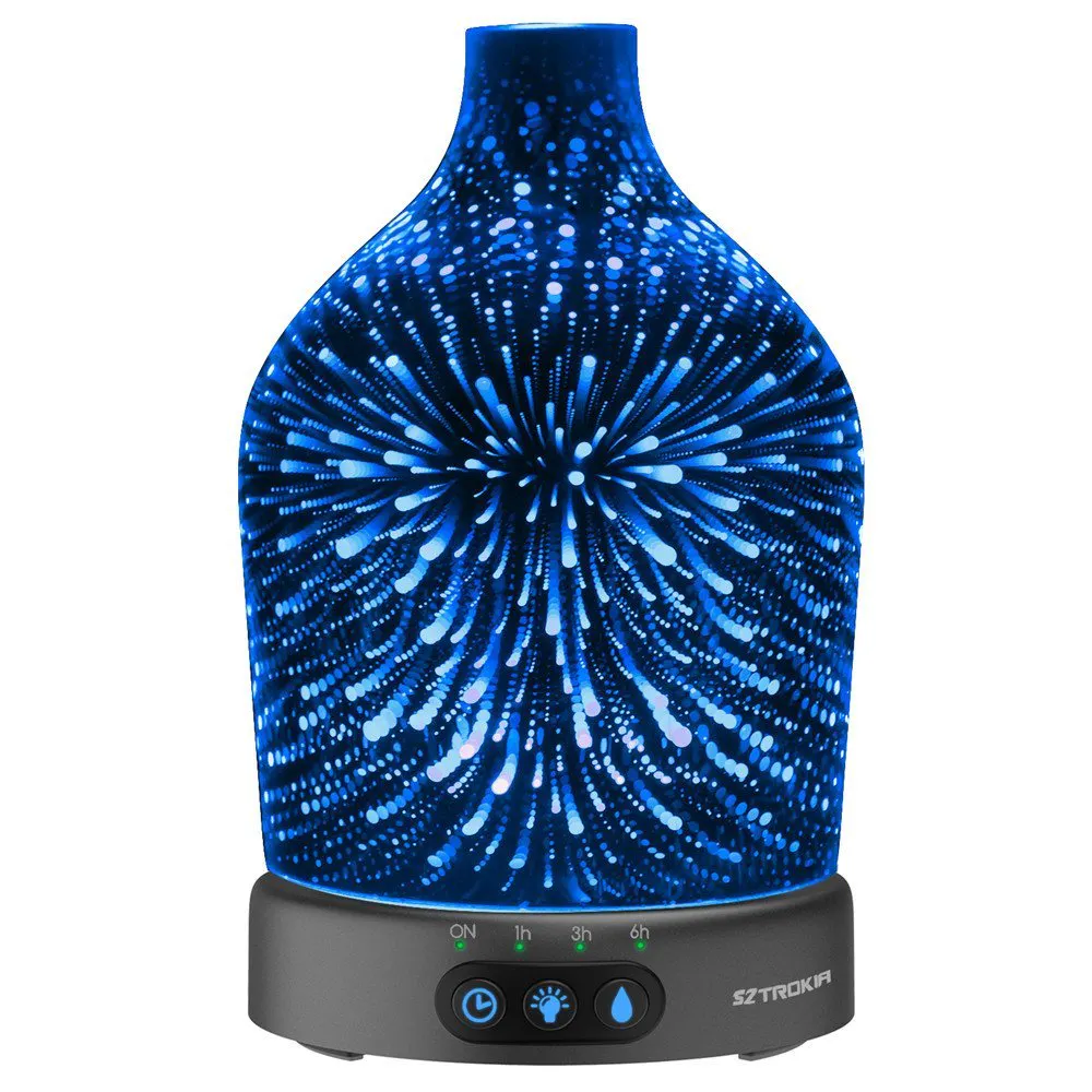 SZTROKIA 200ml Essential Oil Diffuser Humidifier, Metal Base, Ultrasonic Technology Cool Mist