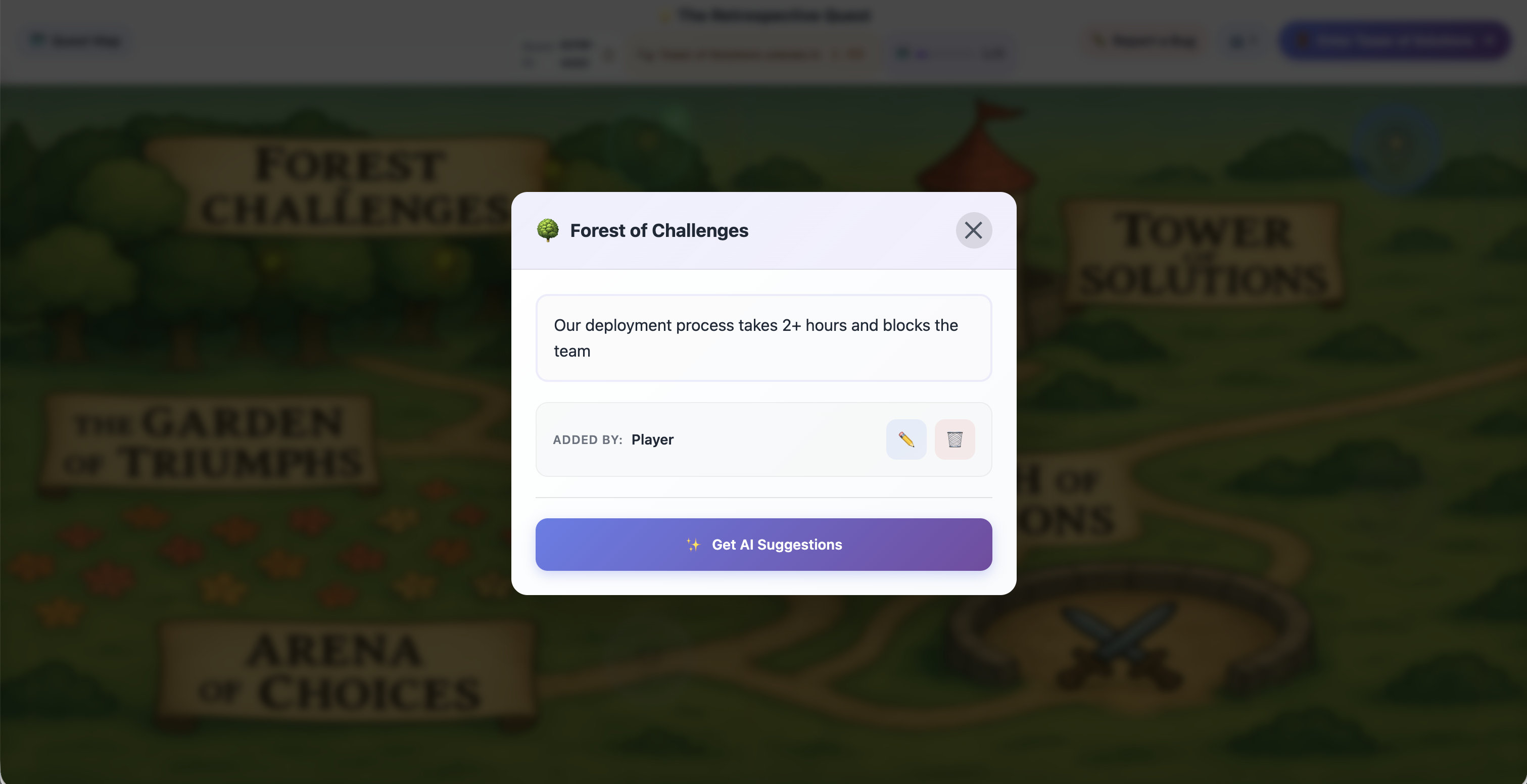 The Retrospective Quest - Screenshot 5 showing product features and functionality