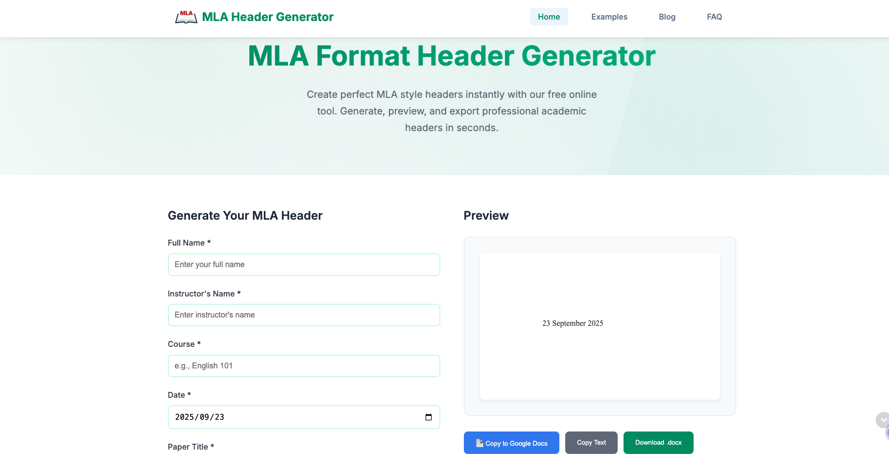 Média Générateur d'en-tête de format MLA - Générateur d'en-tête de format MLA outil en ligne gratuit pour les étudiants 1