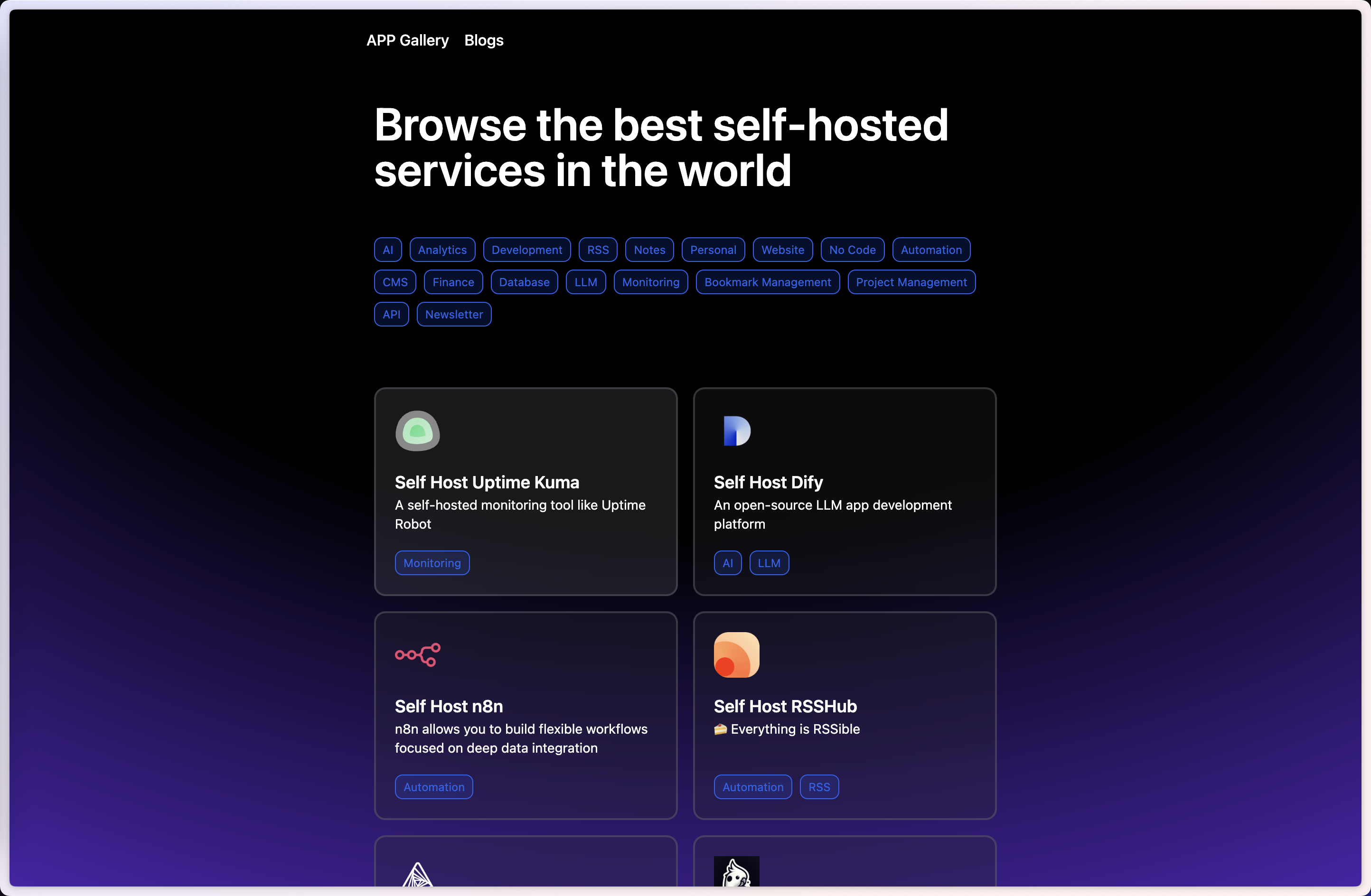 Mídia 1 de Lista de aplicativos para auto -host - Uma lista curada para aplicações auto-hospedadas.