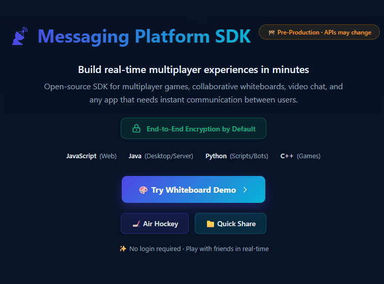 Messaging Platform SDK - Main product screenshot demonstrating key features and user interface