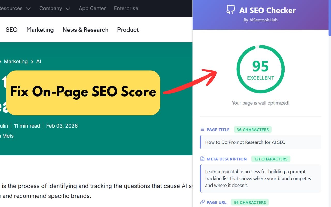 AI SEO Checker - Main product screenshot demonstrating key features and user interface