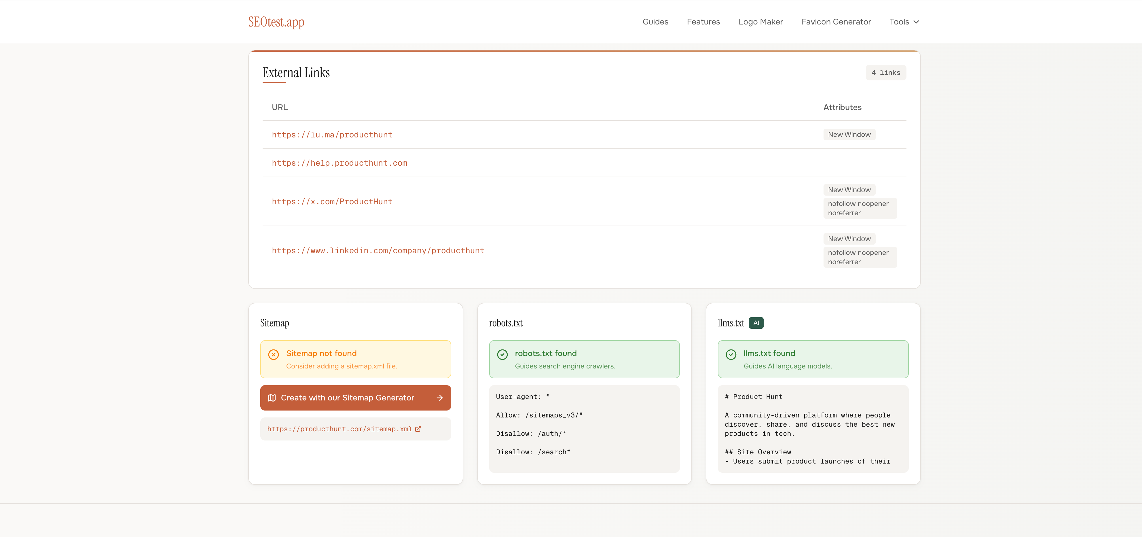 FREE SEO Tools - Screenshot 3 showing product features and functionality