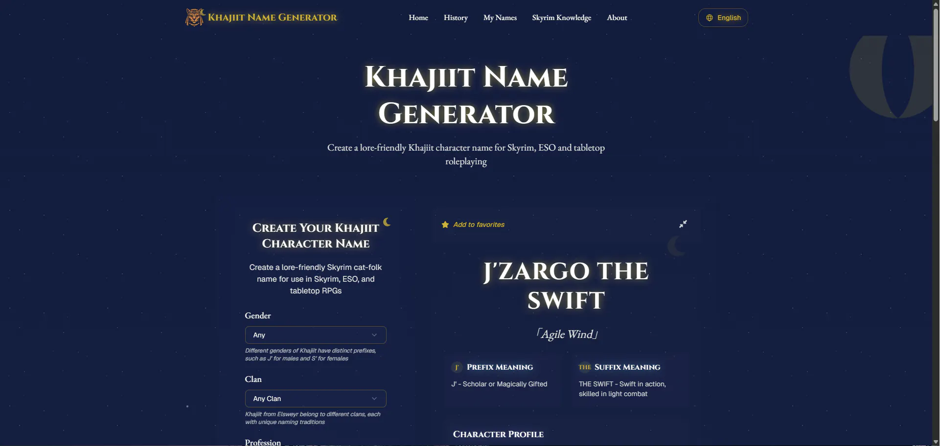 Khajiit Name Generator gallery image