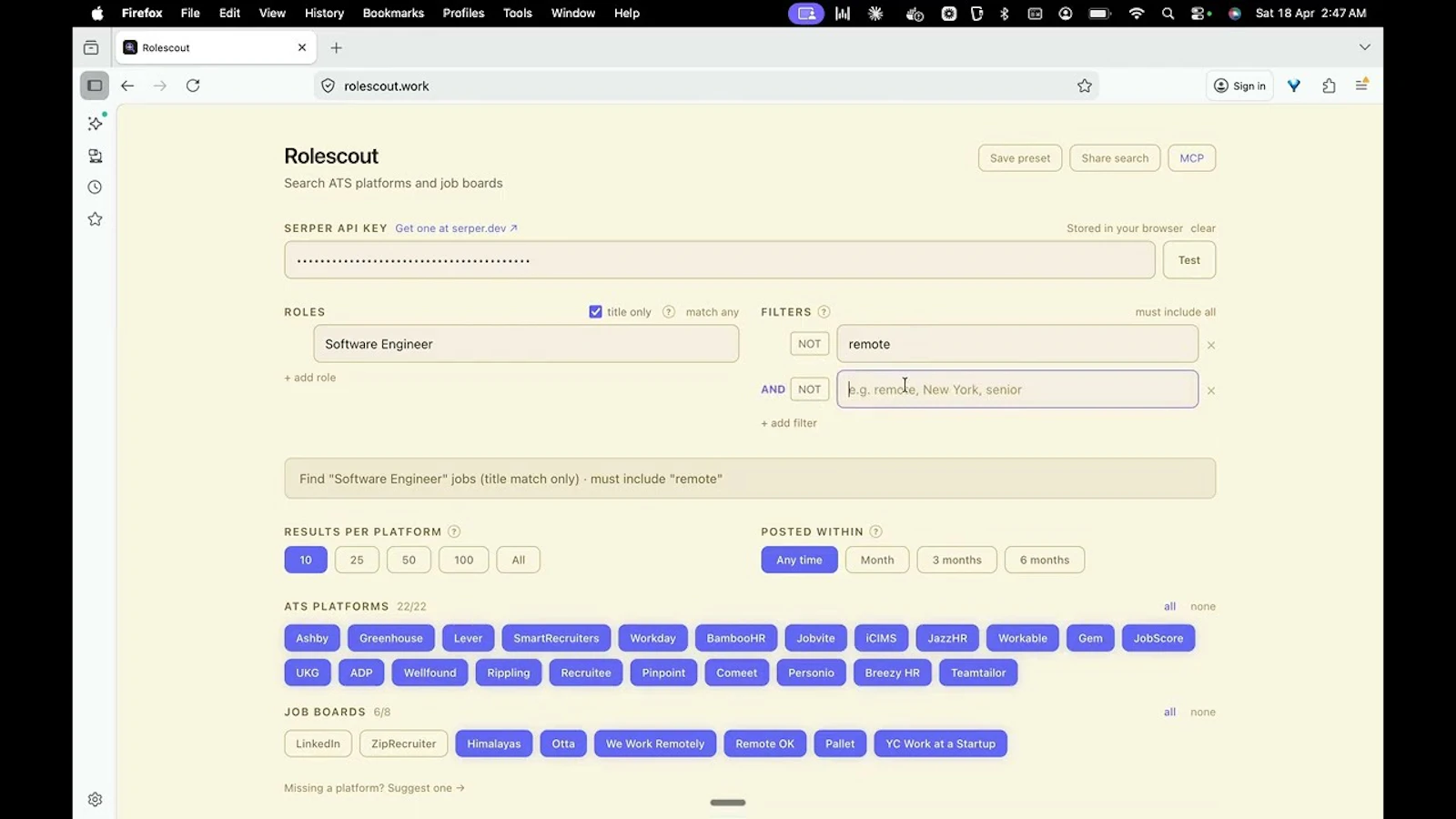 Rolescout screenshot 1 (video preview)