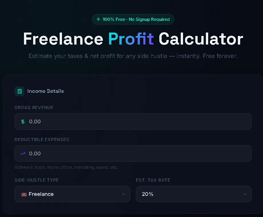 Freelance & Side-Hustle Calculator. gallery image