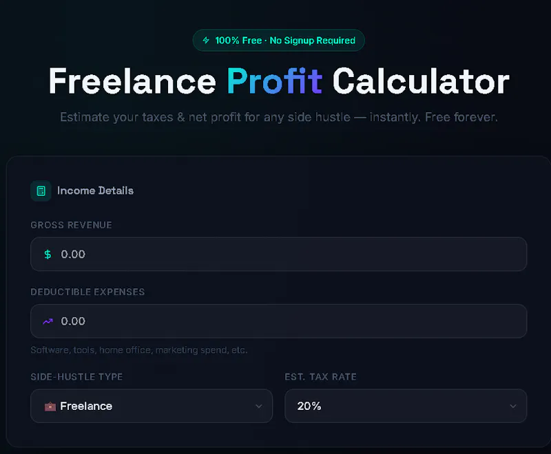 Freelance & Side-Hustle Calculator. screenshot 1