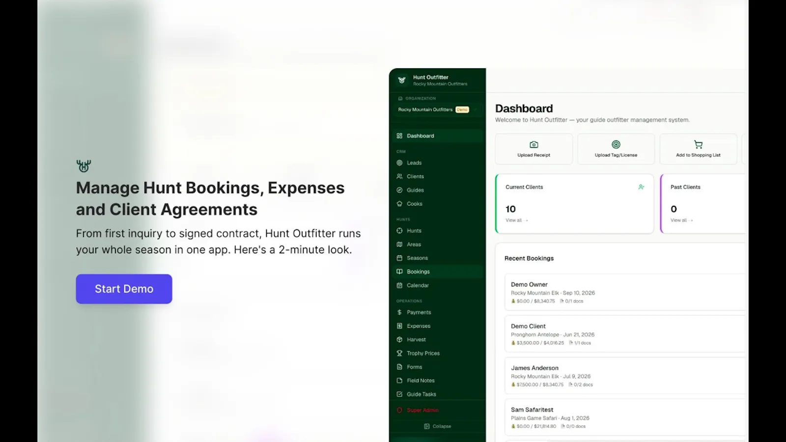 Outfitter Booking & Management Software screenshot 1 (video preview)
