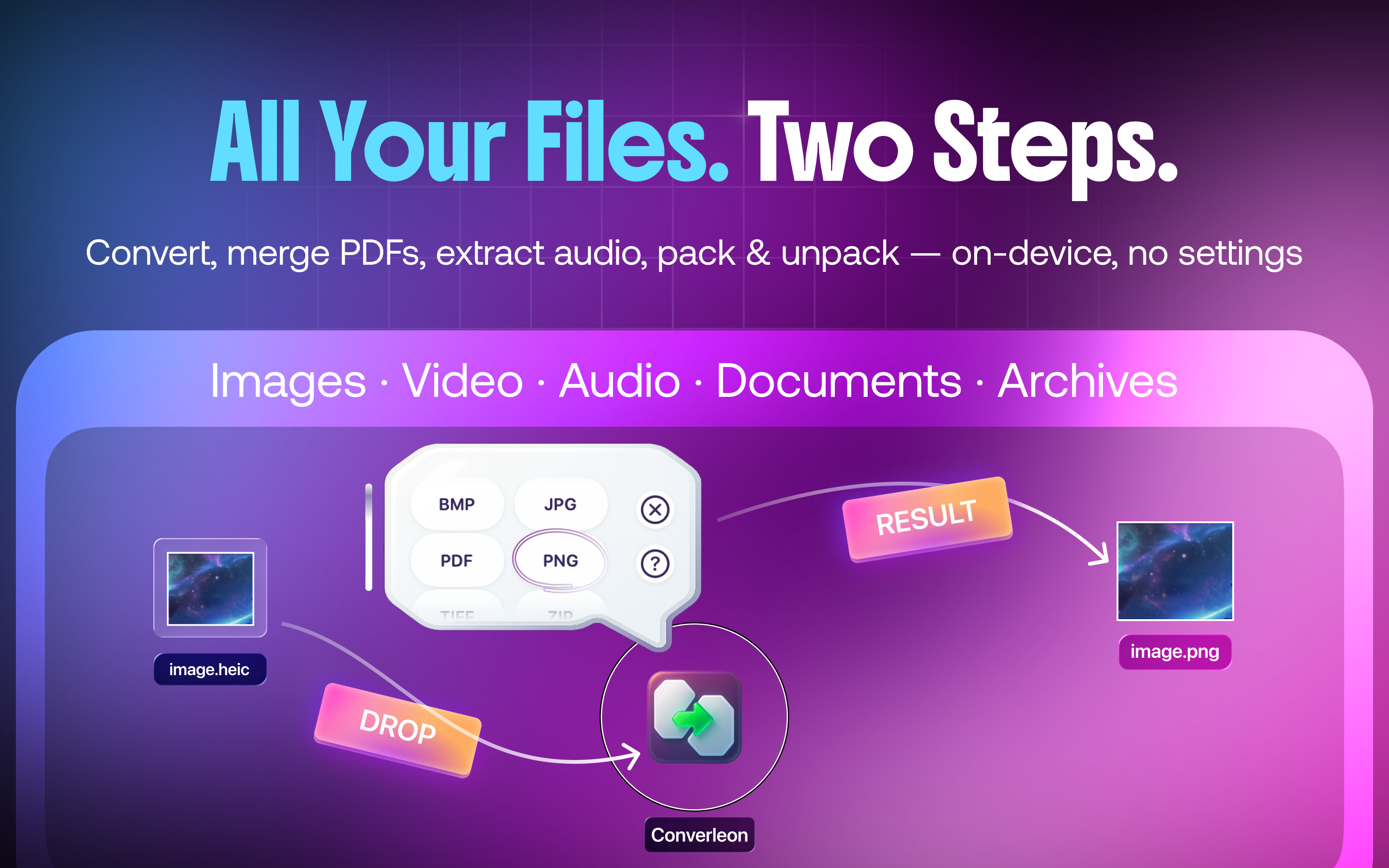 Converleon — All-in-one file converter - Main product screenshot demonstrating key features and user interface