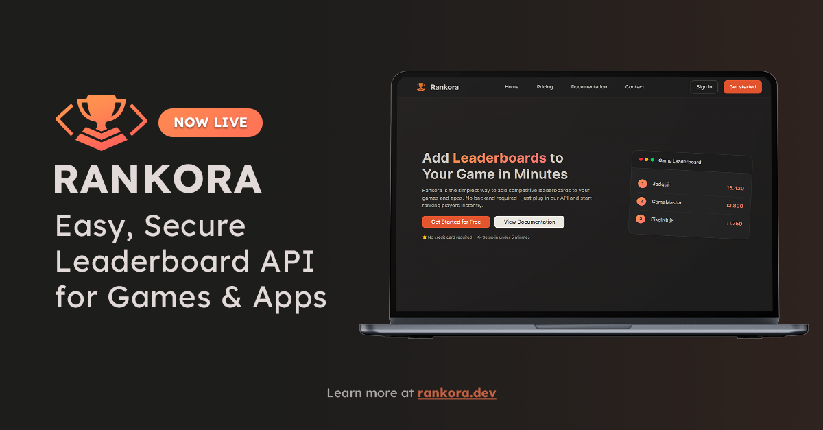 Media Pangkat - API Leaderboard Mudah dan Selamat untuk Permainan & Aplikasi 1