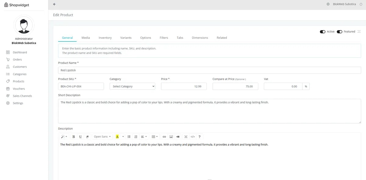 Shopwidget - Screenshot 2 showing product features and functionality