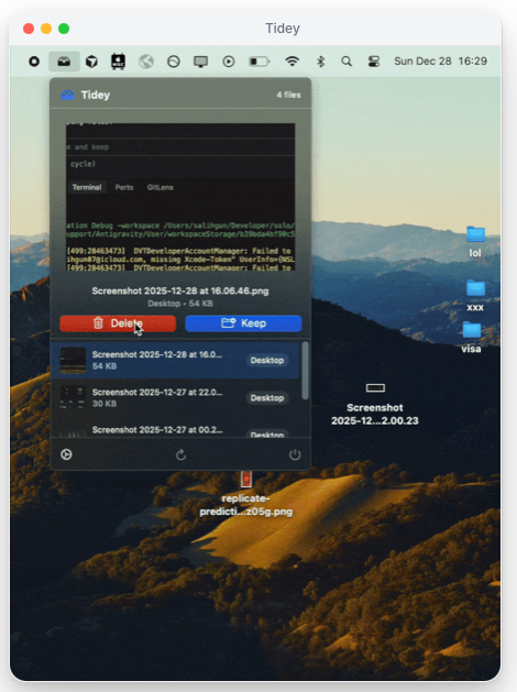 Tidey - Screenshot 2 showing product features and functionality