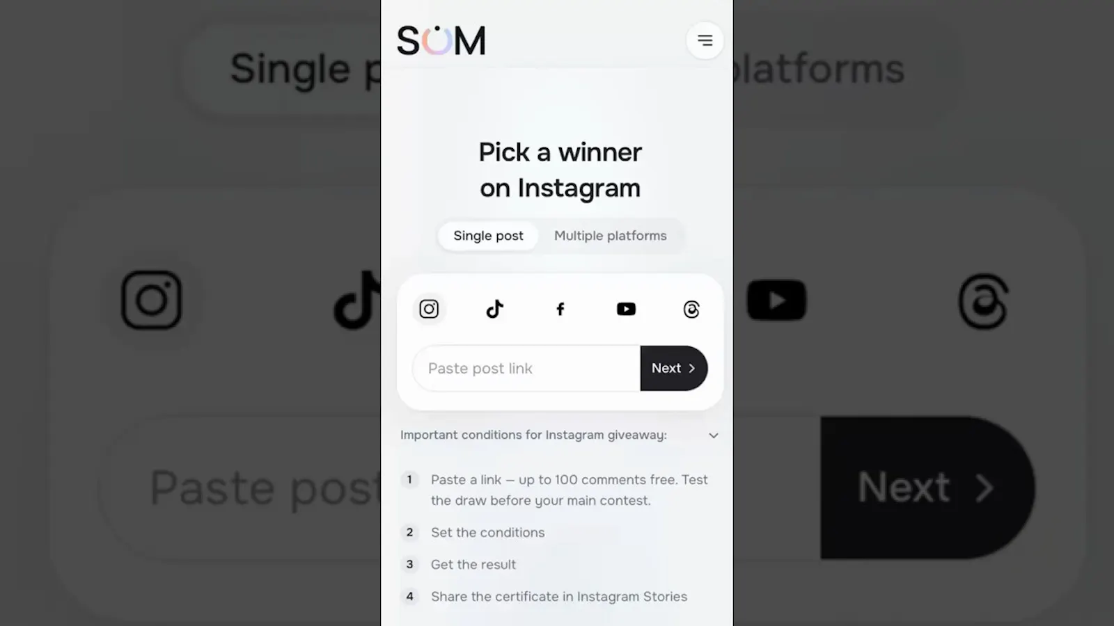 SOM Giveaway comment picker screenshot 1 (video preview)