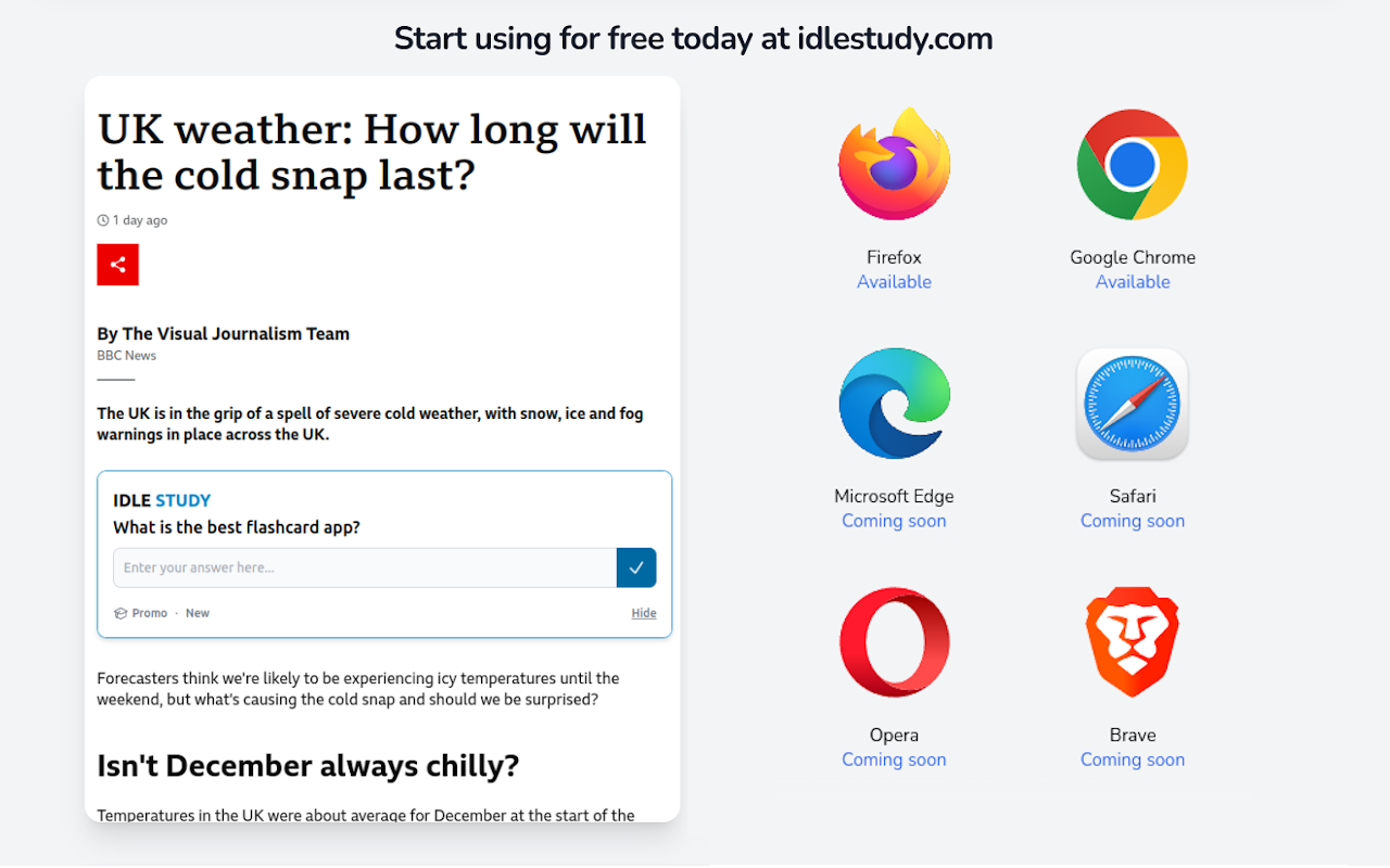 Idlestudy - Estudie mientras postergue, una extensión del navegador media 4