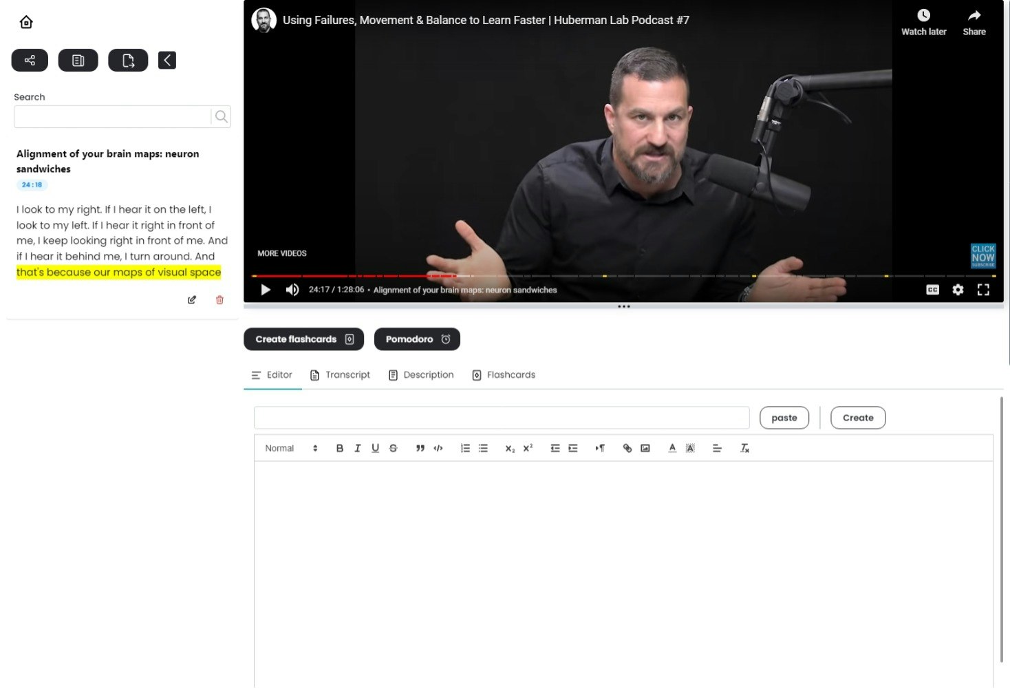 tubelearning - Maak notities, maak flashcards tijdens het bekijken van YouTube -video's. media 2