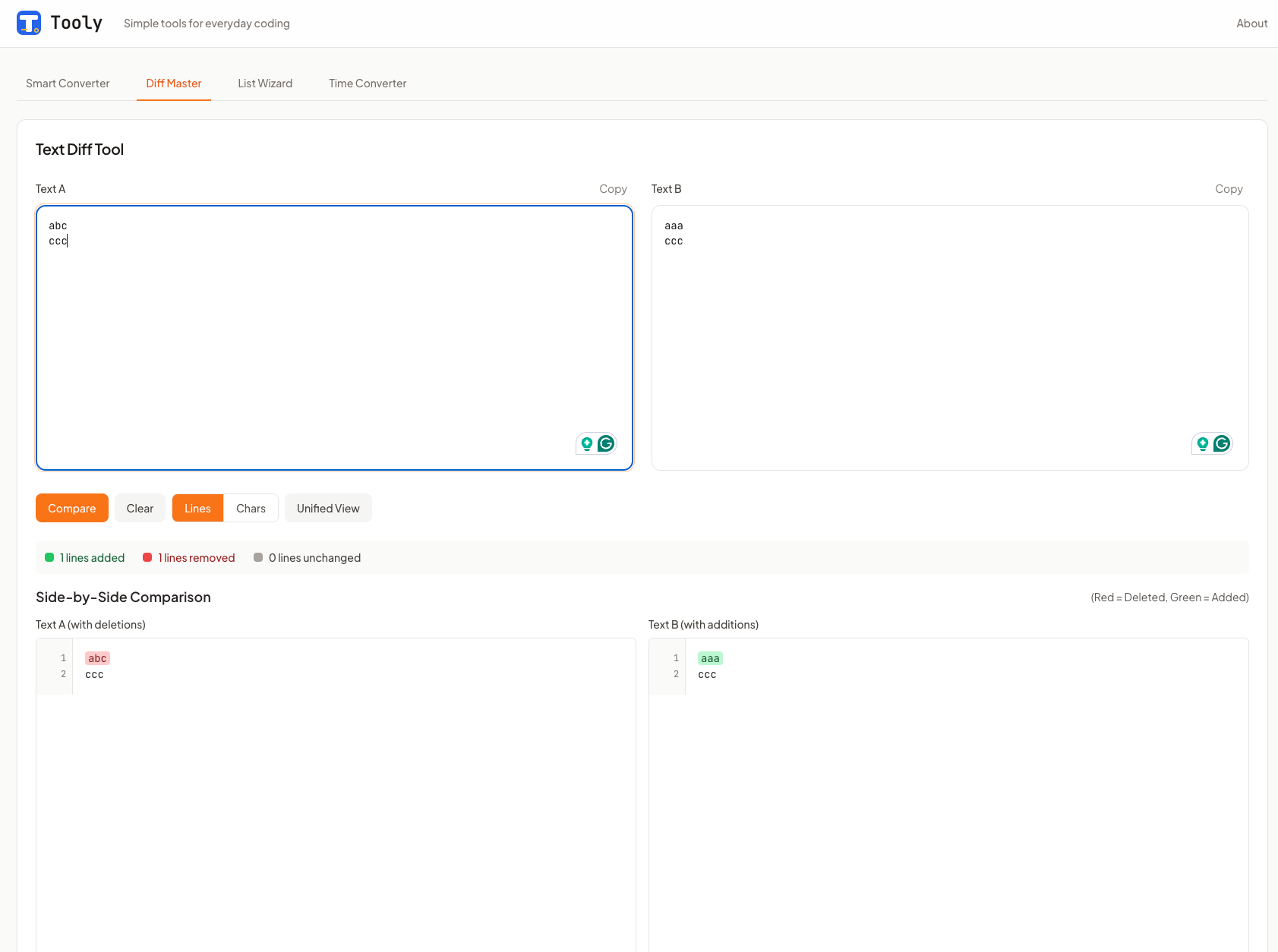 Tooly - Main product screenshot demonstrating key features and user interface