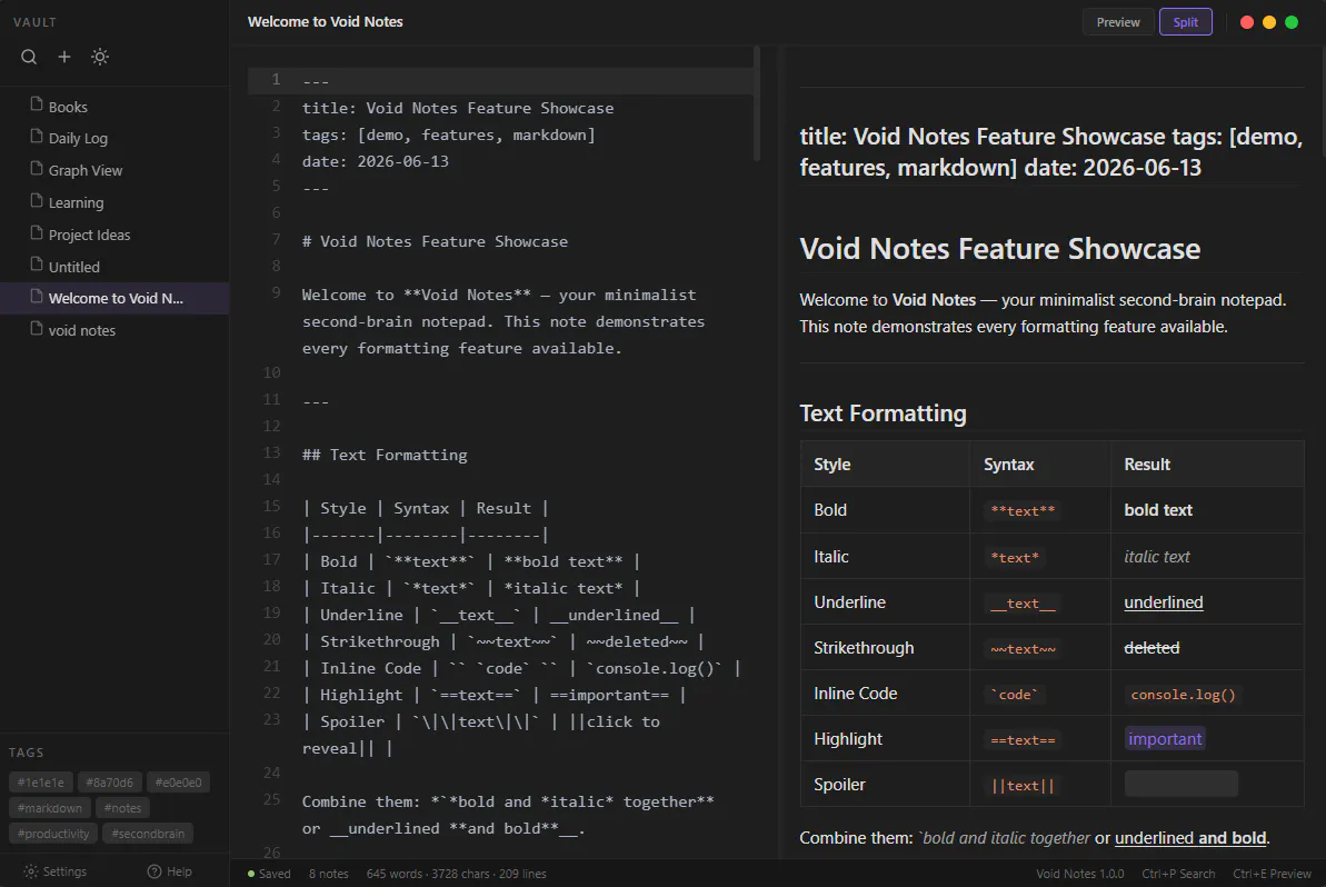 Void Notes — Minimalist Markdown Notepad gallery image