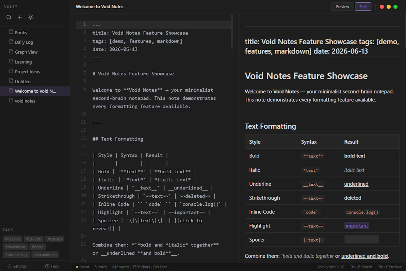 Void Notes — Minimalist Markdown Notepad screenshot 1