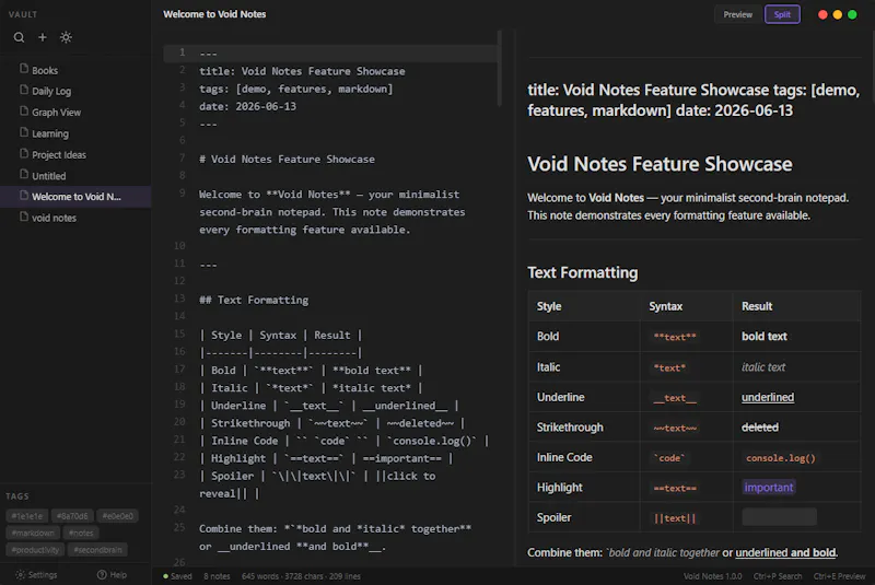 Void Notes — Minimalist Markdown Notepad screenshot 1