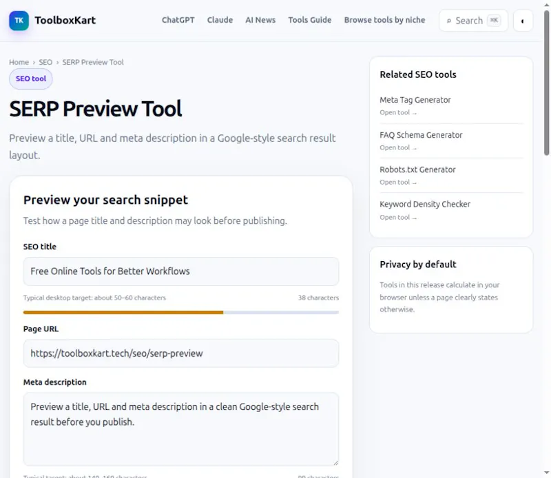 SERP Preview Tool screenshot 1