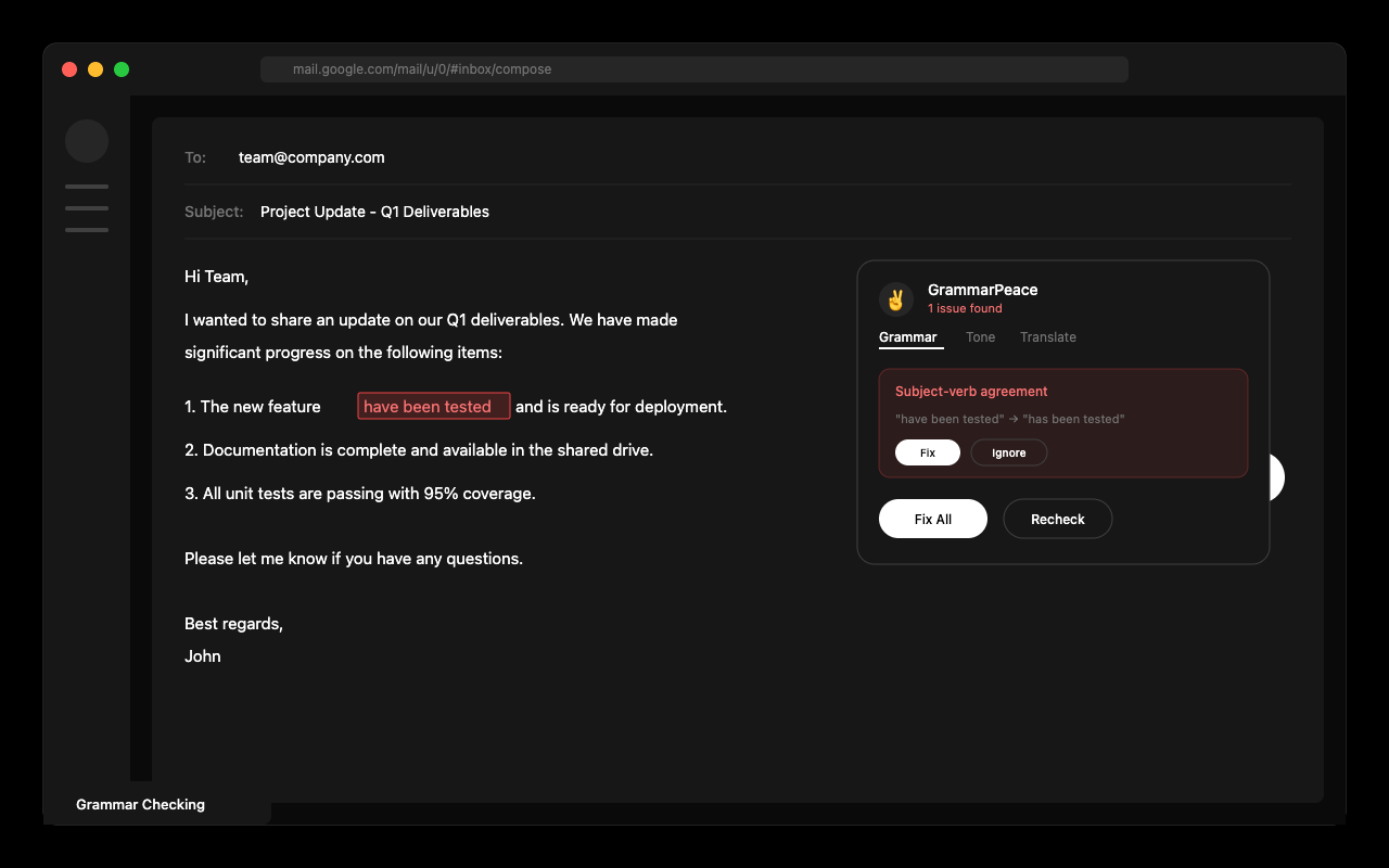GrammarPeace - The $0 Grammarly Killer - Screenshot 3 showing product features and functionality