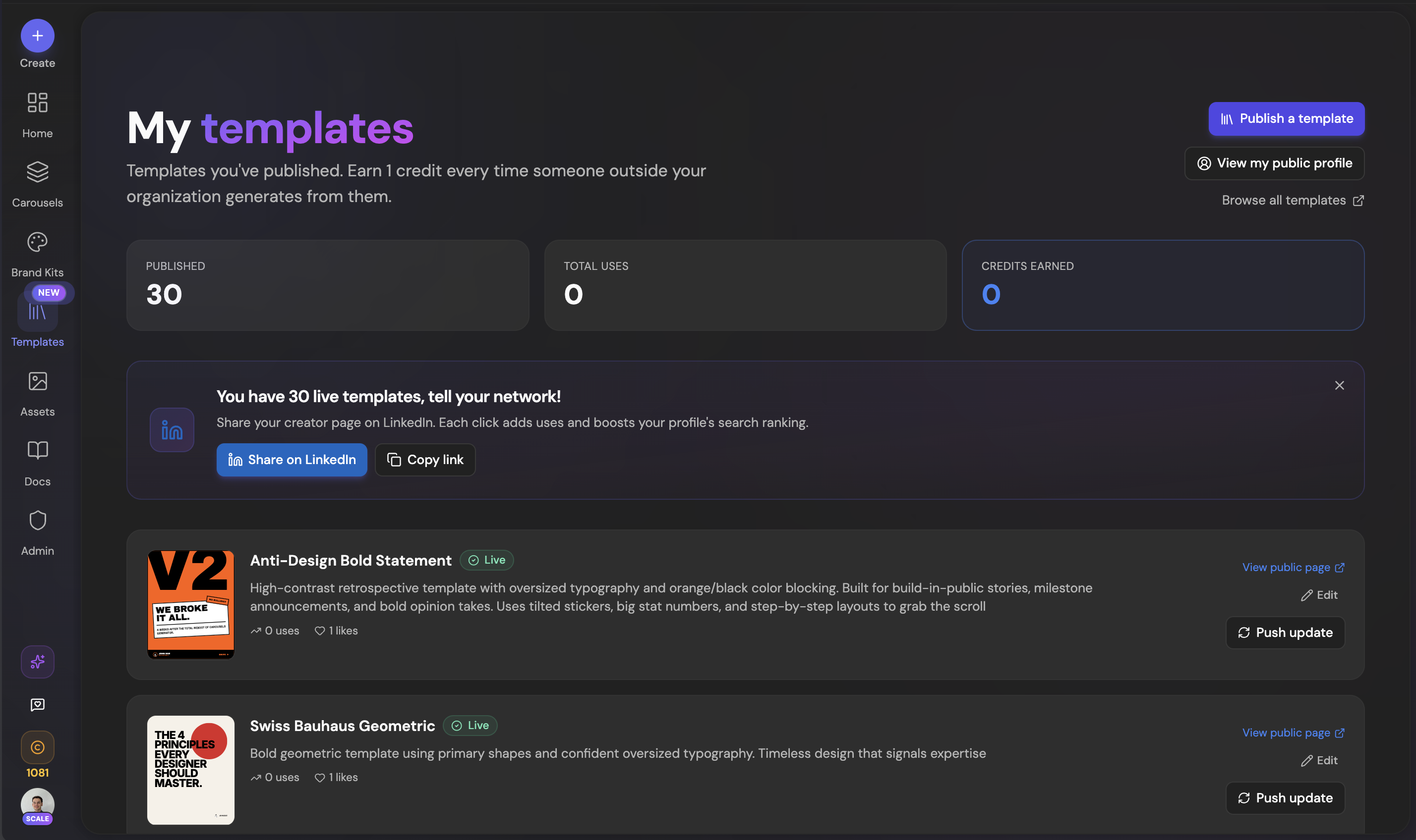 Carousels Generator Templates gallery image