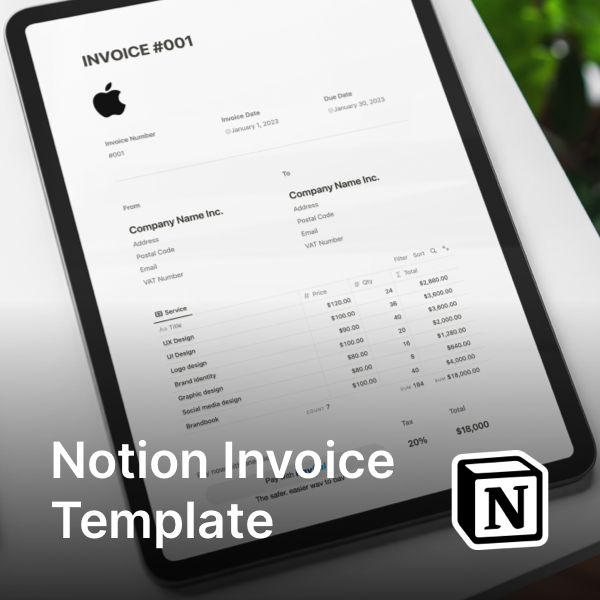 Modèle de facture de notion gratuitement