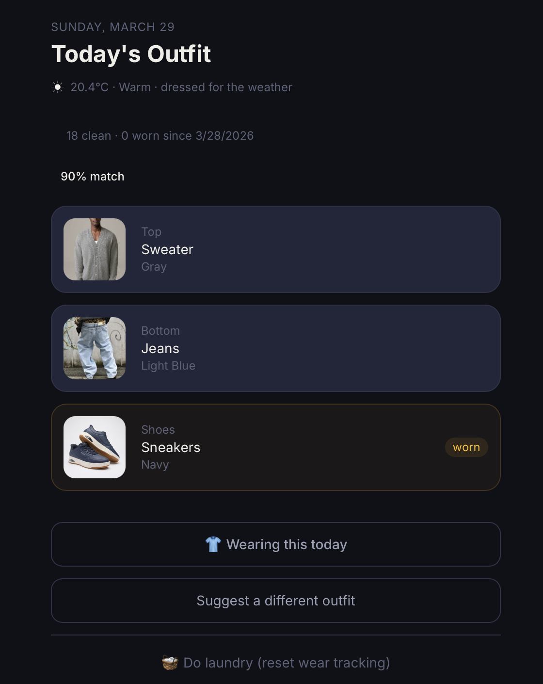 our AI-powered personal digital wardrobe gallery image