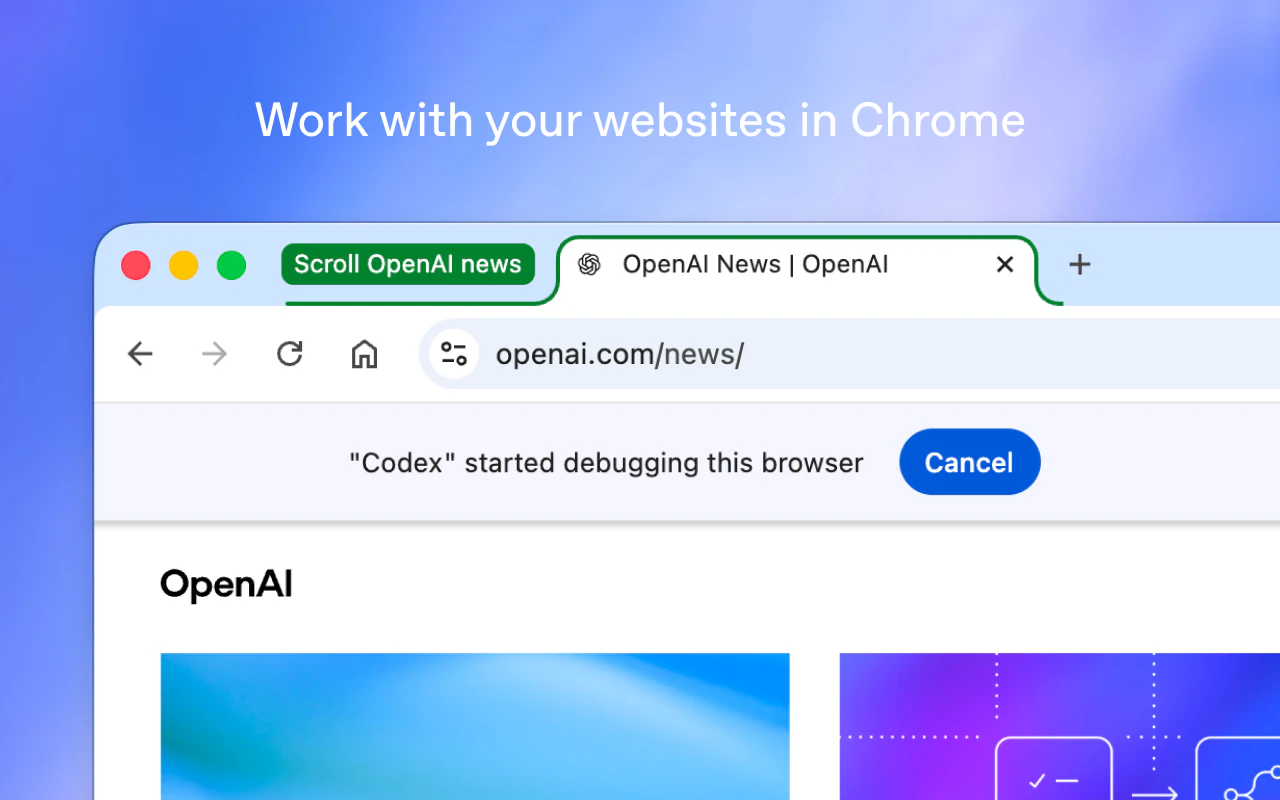 Codex in Chrome screenshot 1